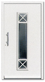 Kunststoff/Aluminium Türen in verschiedenen Ausführungen - Weiß mit mittig gesetzten Glasfenster